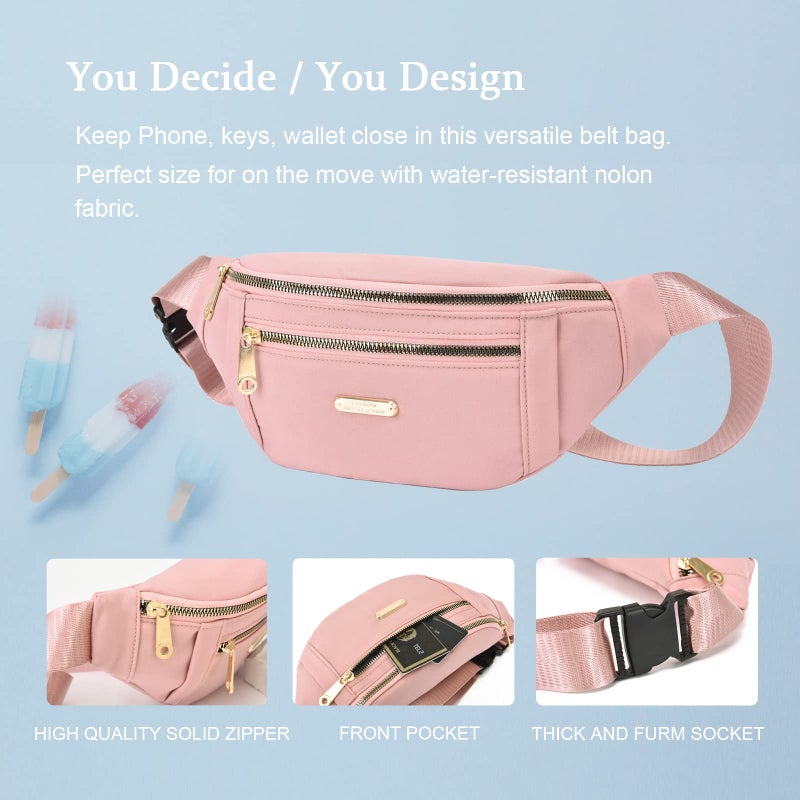 DAITET Fashionable White Fanny Pack for Men&Women  Crossbody Waist Bag with Adjustable Belt  Large Capacity Bum Bag for Traveling Hiking Cycling Workout Casual(Milky White) - Image 3